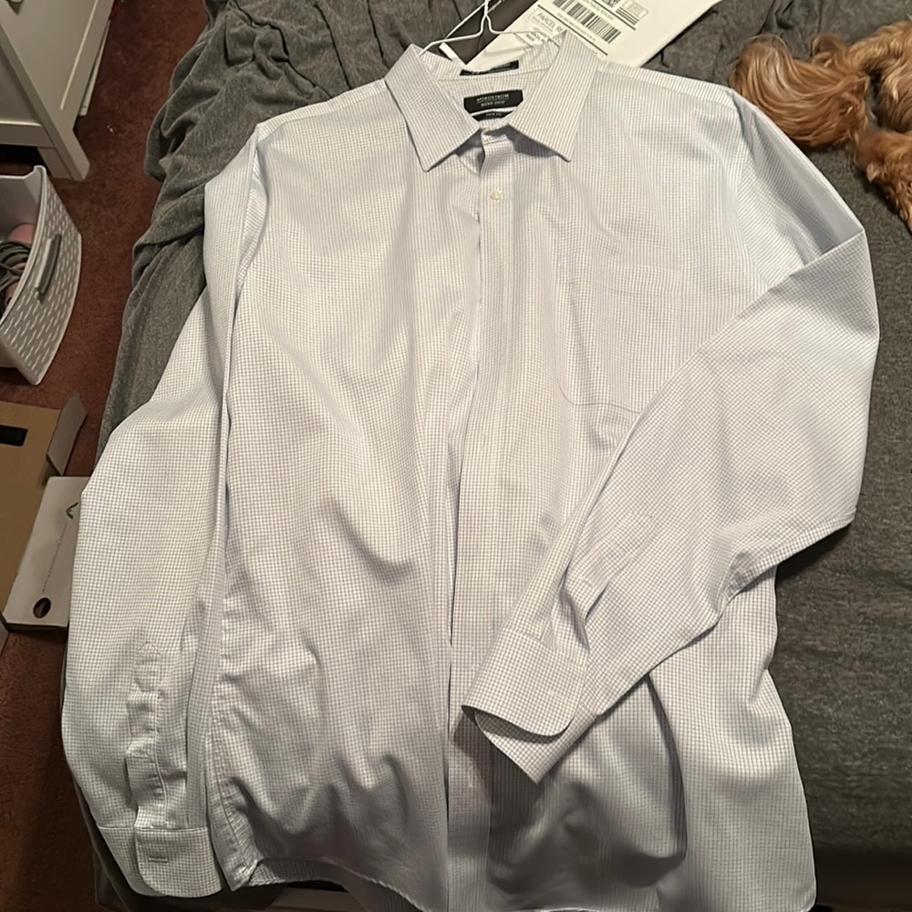 Nordstrom brand trim fit 17.5 neck 36-37 100% cotton wrinkle free dress shirt